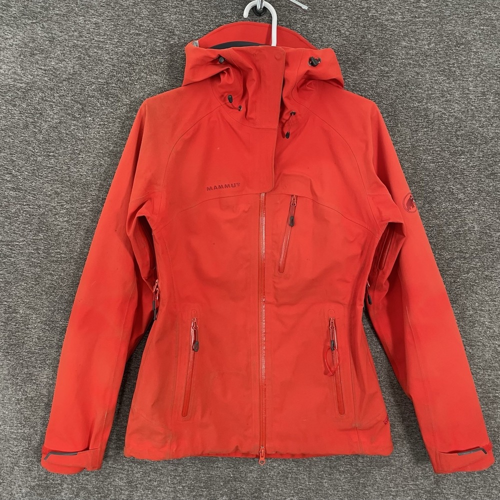 Mammut Makai Jacket Womens Small Orange DryTechnology Hooded Taped Seams Gorp